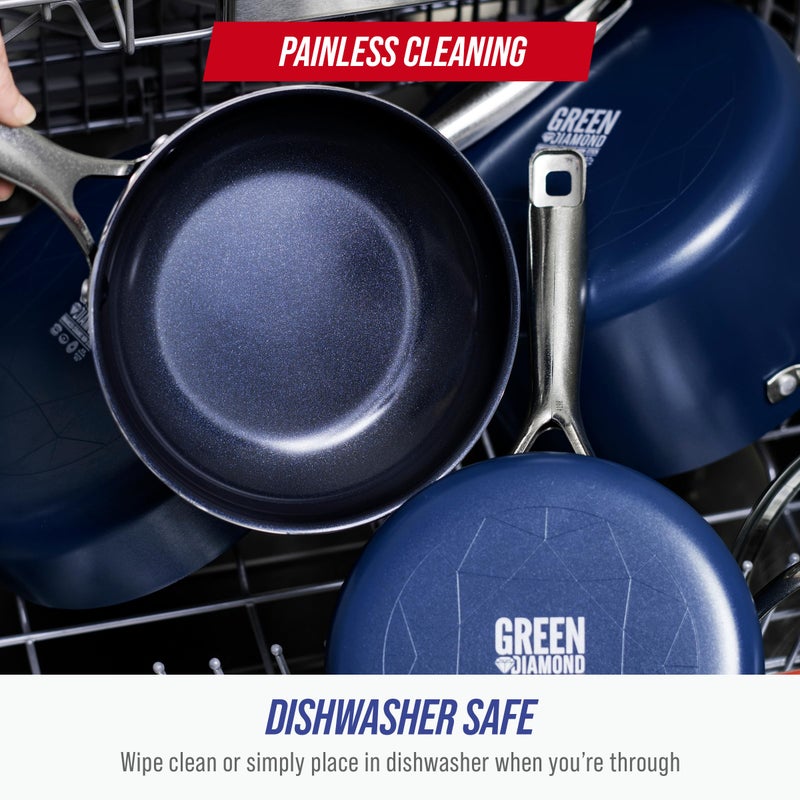 Blue Diamond 12" Nonstick Frying Pan Skillet, Diamond Infused PFAS & PTFE-Free Ceramic Pot, Dishwasher & Oven Safe, Stay Cool Handle, Durable Non Toxic Metal Utensil Safe, Egg & Omelet Pan, Blue - Image 4